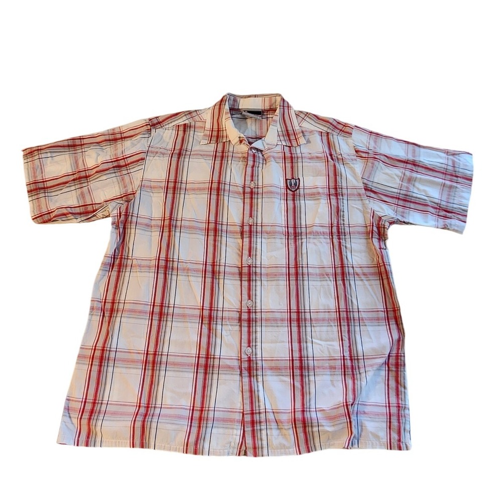 Southpole Plaid Button‎ Up Short Sleeve Shirt Mens Large Casual
